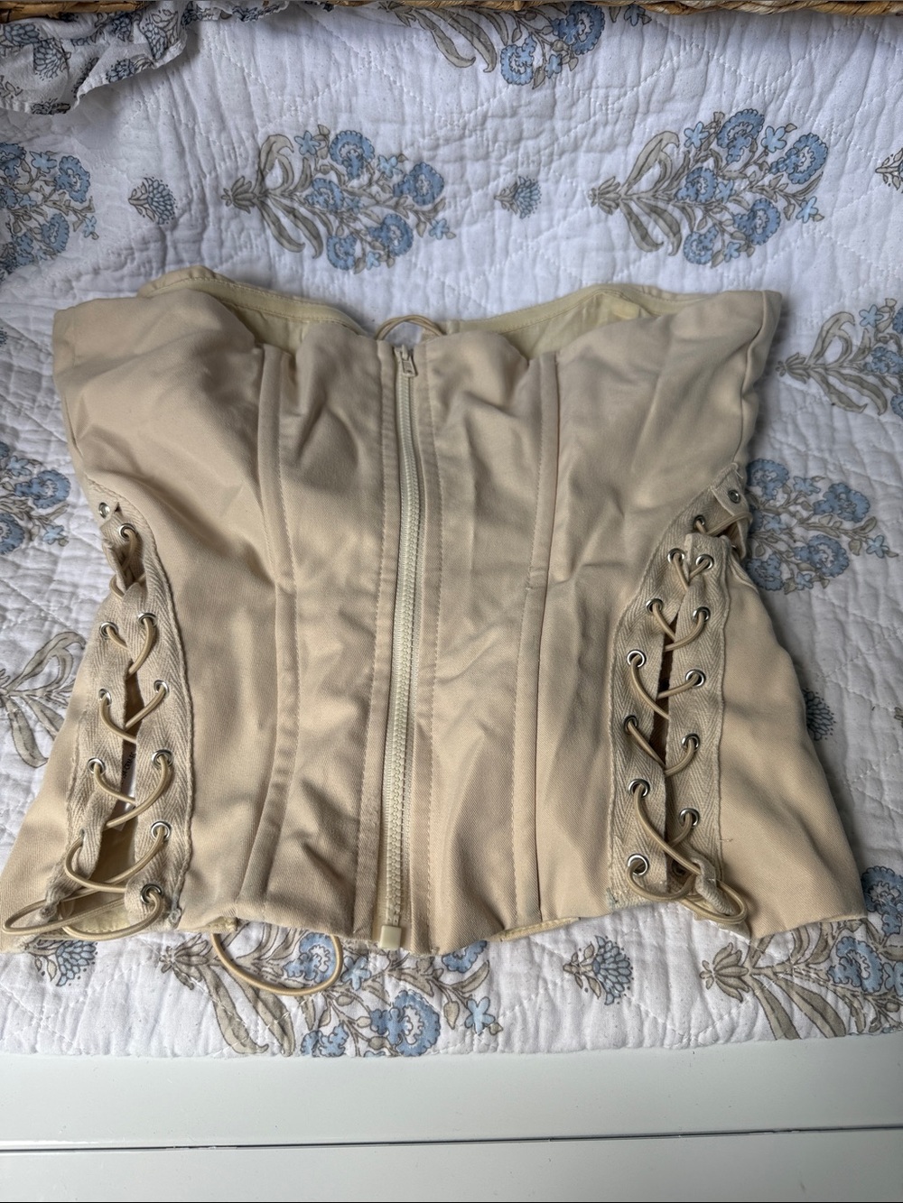 Princess Polly Strapless Lace-Up Corset Crop Top - Cream